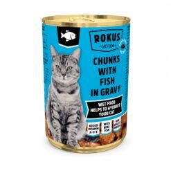 Lata de comida húmeda para gatos Rokus pescado en salsa 415g