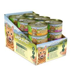 Pack de 24 latas de comida húmeda para gatos Arquivet Variety Pack de filetes de pollo en salsa