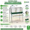 Infografia con las caracteristicas de la Jaula ponedora para gallinas con patas galvanizadas y comedero frontal Gaun