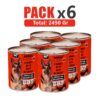 Pack de 6 latas de Latas de Ternera para Perros Rokus 415g