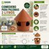 Esquema técnico y dimensiones del comedero y bebedero para palomas Gaun ref 30100