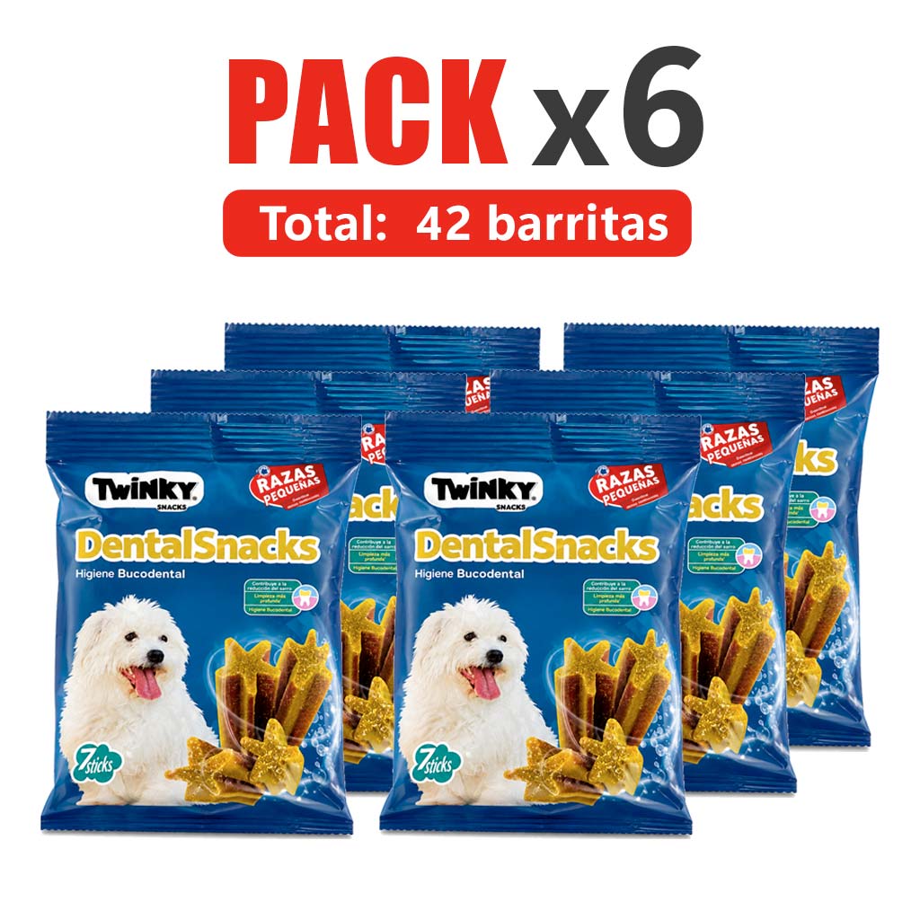 Pack de 6 bolsas de TWINKY Dental Snacks para Perros Razas Pequeñas