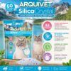 Infografía con los beneficios del arena Arquivet cristal 7.6 litros