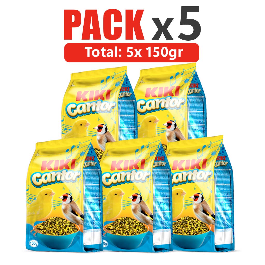 Pack ahorro de 5 bolsas de Reforzador del Canto para Pájaros KIKI Cantor 150g