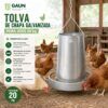 Detalle plato y cono de tolva metalica para gallinas 20 kg