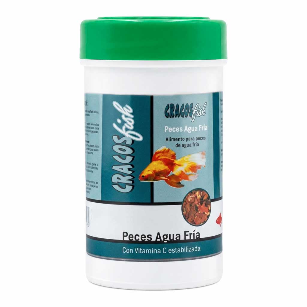 Bote de alimento en escamas para peces de agua fría CRACOS de 25 gramos
