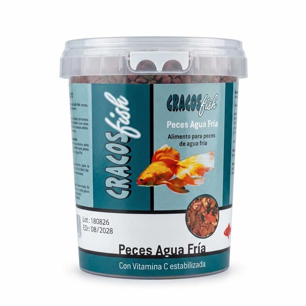 envase de comida en escamas para peces de agua fría CRACOS de 40 gramos