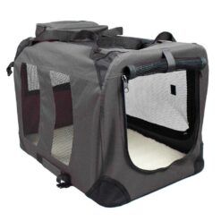 Transportín plegable para perros Arquivet negro de 70x52x52 cm con base de borreguito