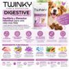 Detalle de ingredientes funcionales y vitaminas en snack digestivo Twinky