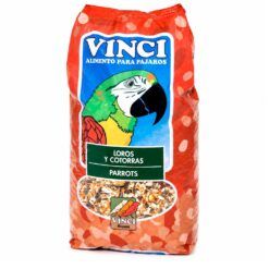 Saco de mixtura para loros vinci 15 kg con imagen de guacamayo